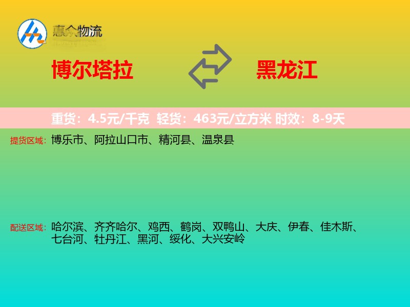 博尔塔拉到黑龙江轿车托运