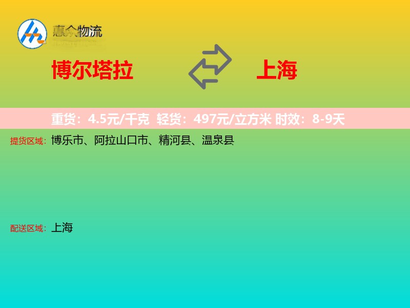 博尔塔拉到上海物流专线
