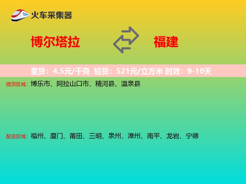博尔塔拉到福建长途搬家