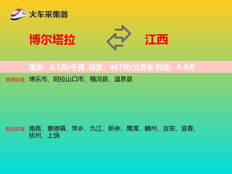 博尔塔拉到江西轿车托运
