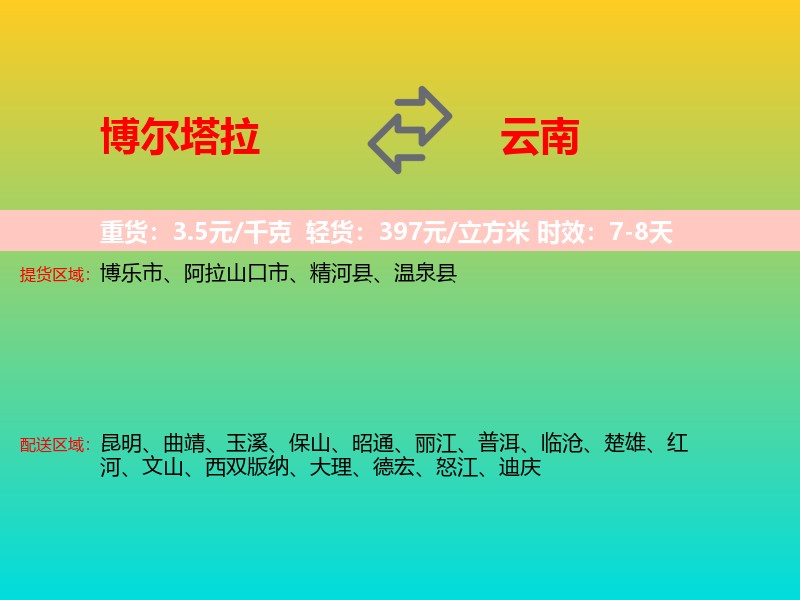 博尔塔拉到云南长途搬家