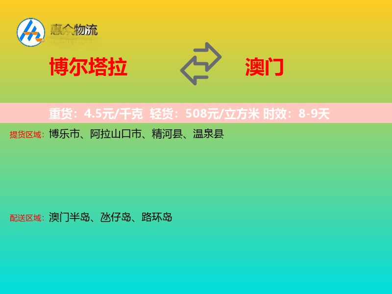 博尔塔拉到澳门轿车托运