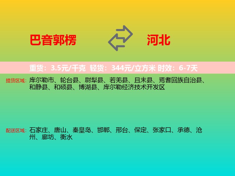 巴音郭楞到河北长途搬家