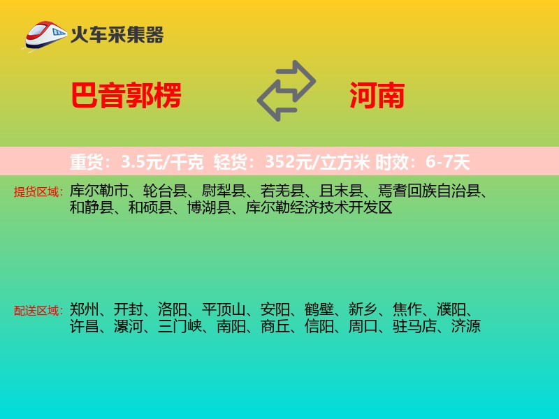 巴音郭楞到河南轿车托运