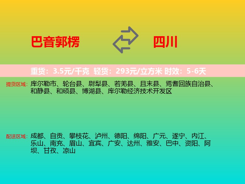 巴音郭楞到四川长途搬家