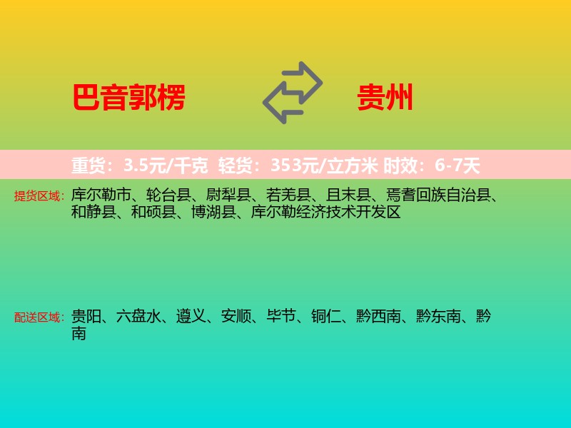 巴音郭楞到贵州长途搬家
