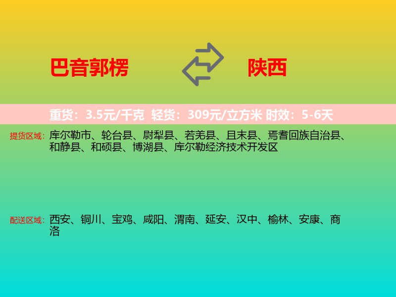 巴音郭楞到陕西长途搬家
