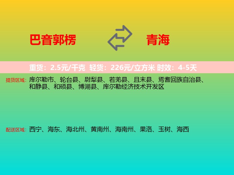 巴音郭楞到青海长途搬家