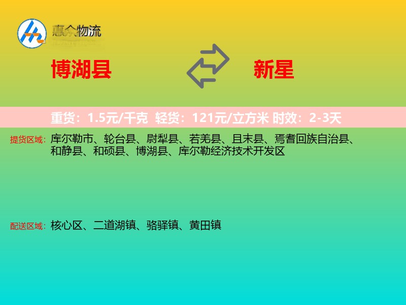 博湖县到新星物流专线