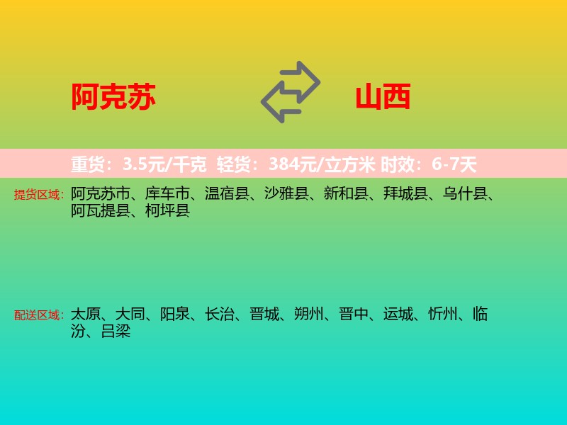 阿克苏到山西长途搬家