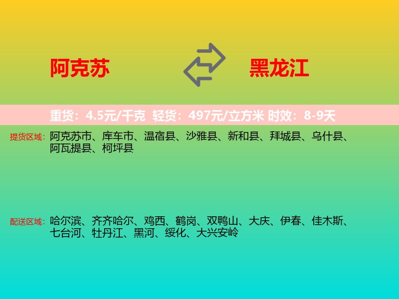 阿克苏到黑龙江长途搬家