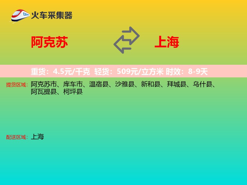 阿克苏到上海物流专线
