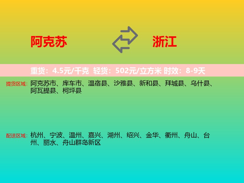 阿克苏到浙江长途搬家