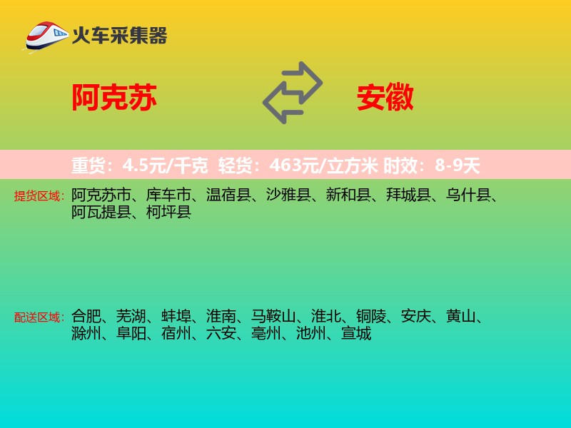 阿克苏到安徽物流专线