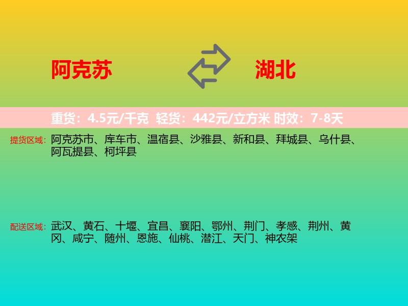阿克苏到湖北长途搬家