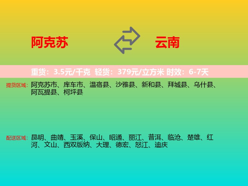 阿克苏到云南长途搬家