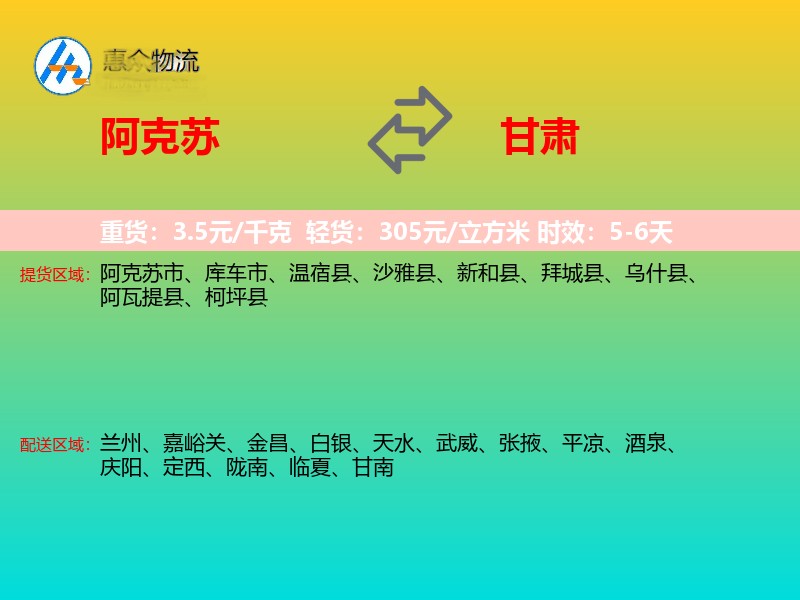 阿克苏到甘肃长途搬家
