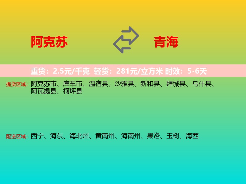 阿克苏到青海长途搬家