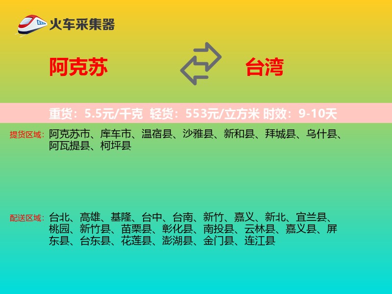 阿克苏到台湾长途搬家