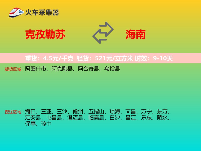 克孜勒苏到海南轿车托运