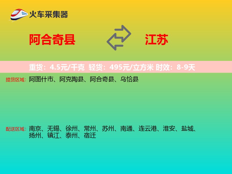 阿合奇县到江苏长途搬家