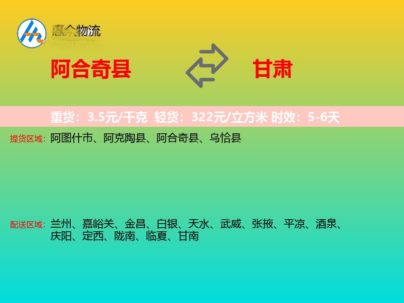 阿合奇县到甘肃长途搬家