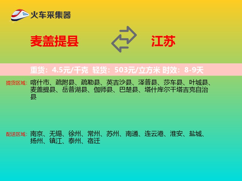 麦盖提县到江苏长途搬家