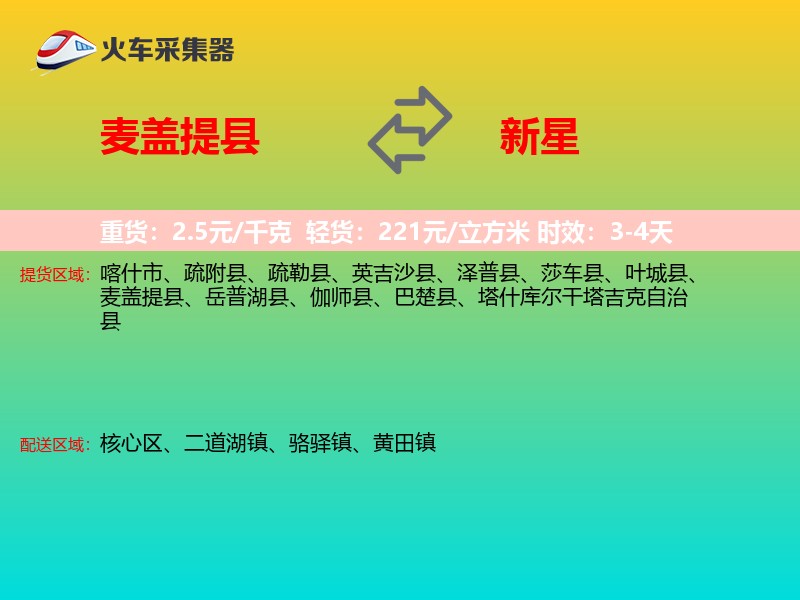 麦盖提县到新星物流专线