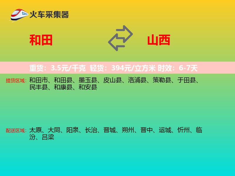 和田到山西物流专线