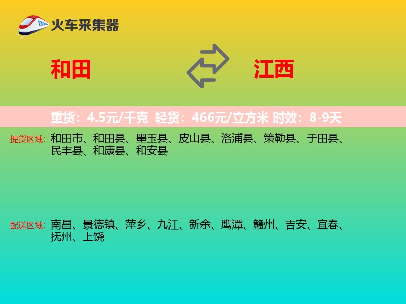 和田到江西轿车托运
