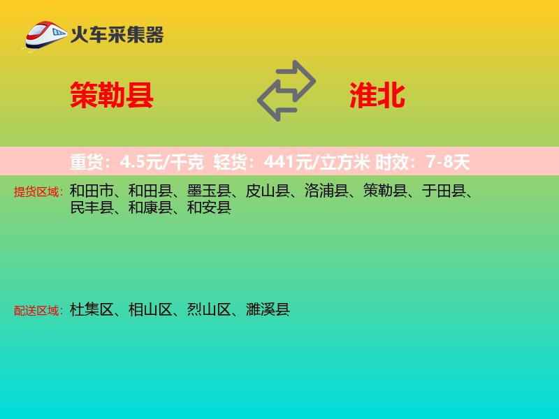 策勒县到淮北物流专线