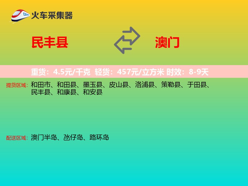 民丰县到澳门长途搬家