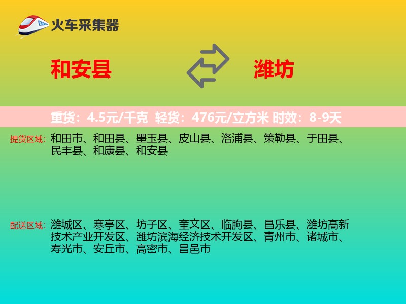 和安县到潍坊物流专线