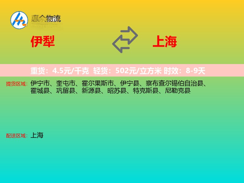 伊犁到上海物流专线