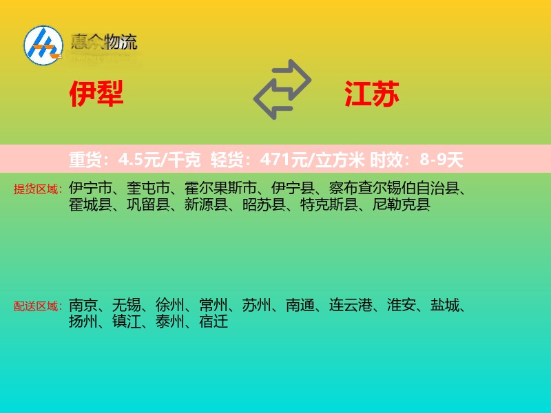 伊犁到江苏长途搬家