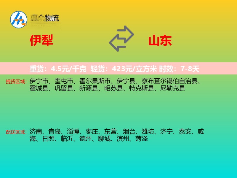 伊犁到山东物流专线