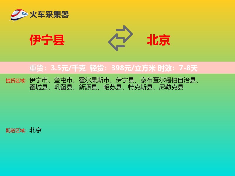伊宁县到北京长途搬家