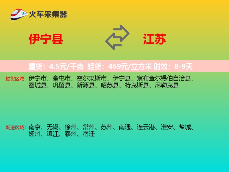伊宁县到江苏长途搬家