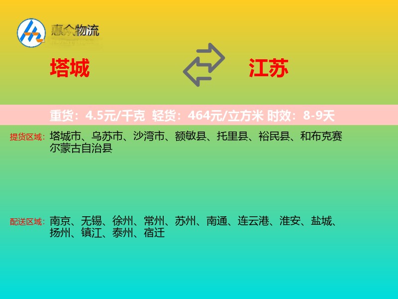 塔城到江苏长途搬家
