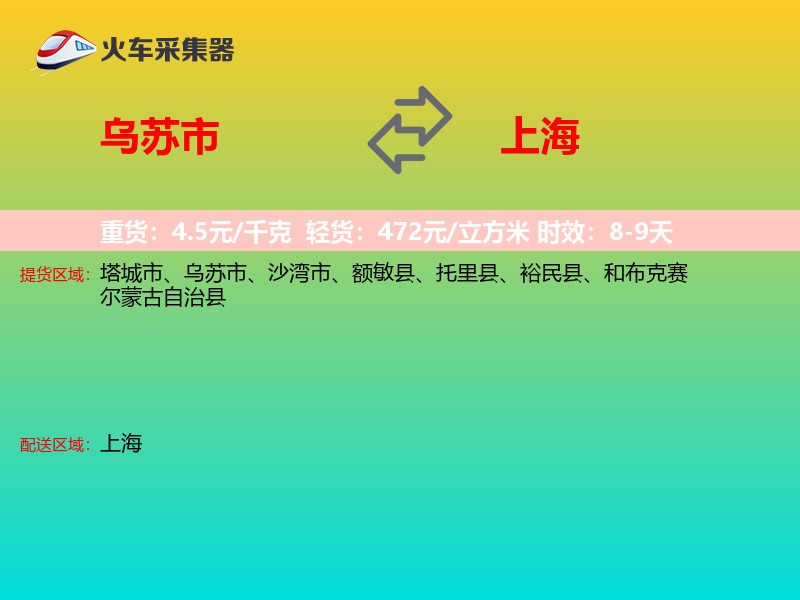 乌苏市到上海轿车托运