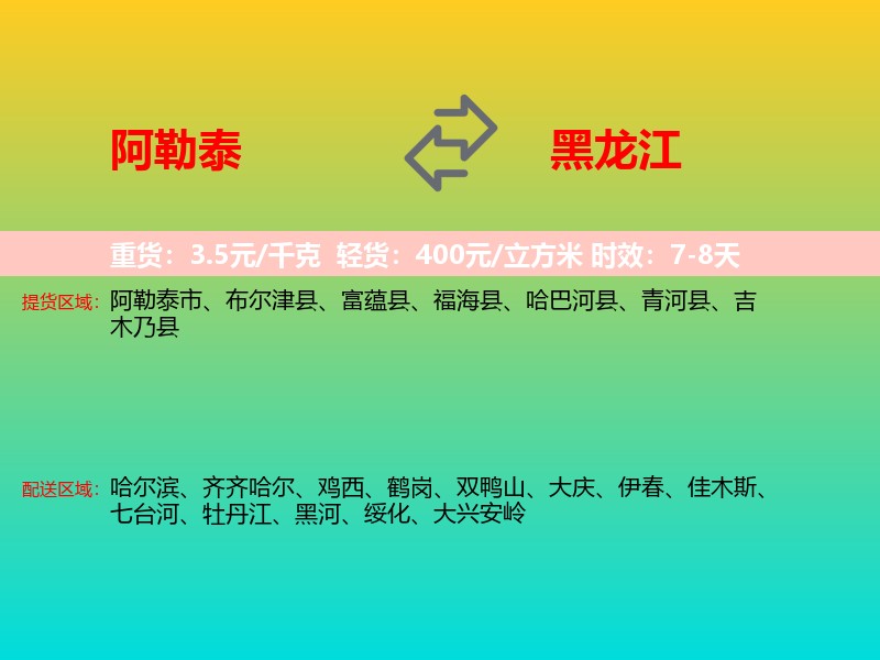 阿勒泰到黑龙江长途搬家
