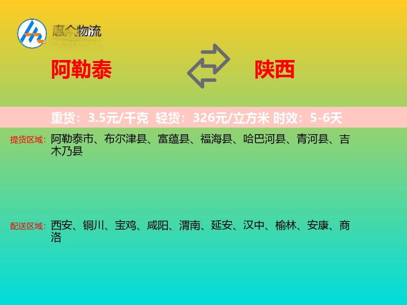 阿勒泰到陕西长途搬家