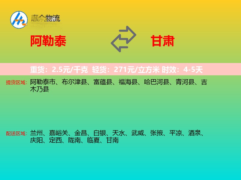 阿勒泰到甘肃长途搬家