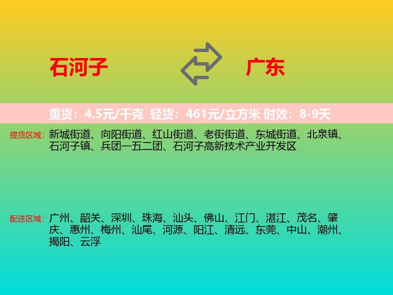 石河子到广东长途搬家