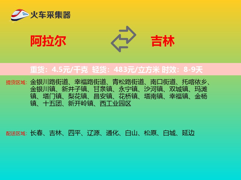 阿拉尔到吉林轿车托运