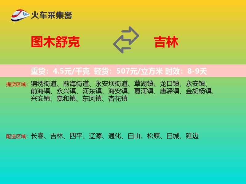 图木舒克到吉林轿车托运
