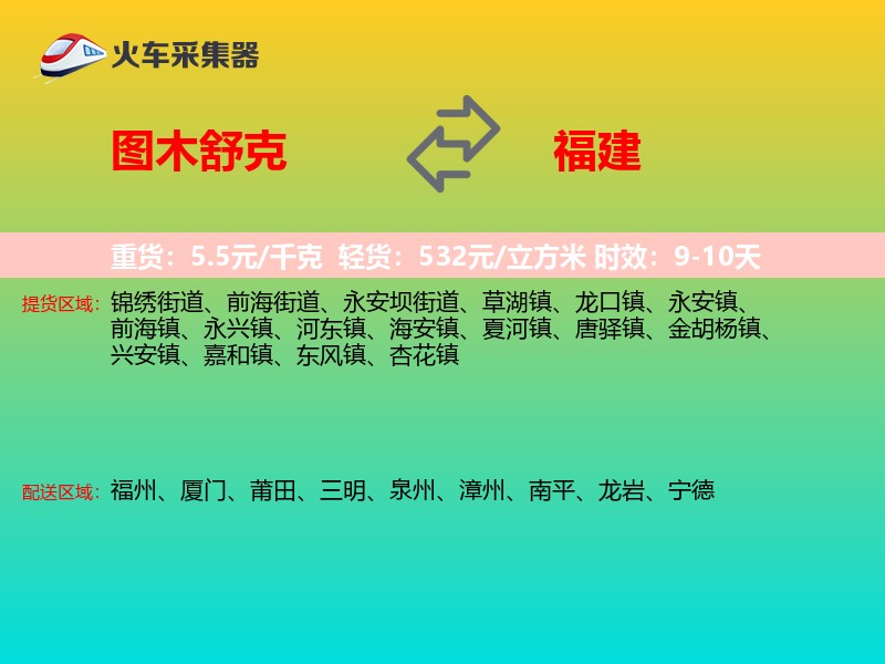 图木舒克到福建物流专线