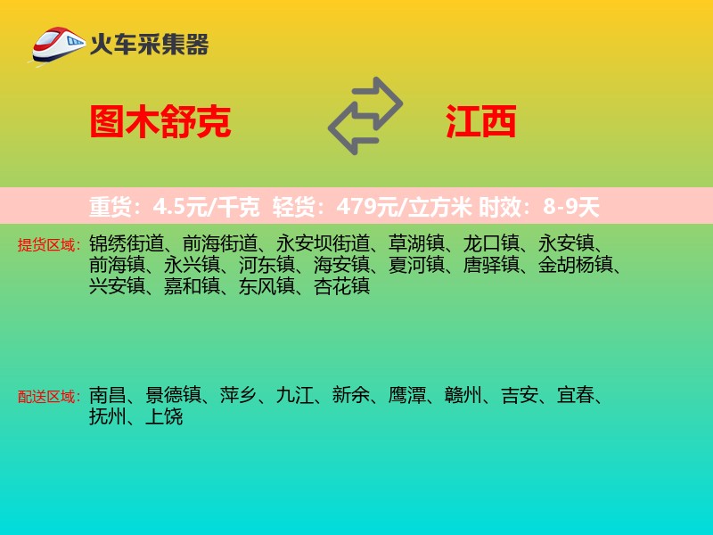 图木舒克到江西轿车托运