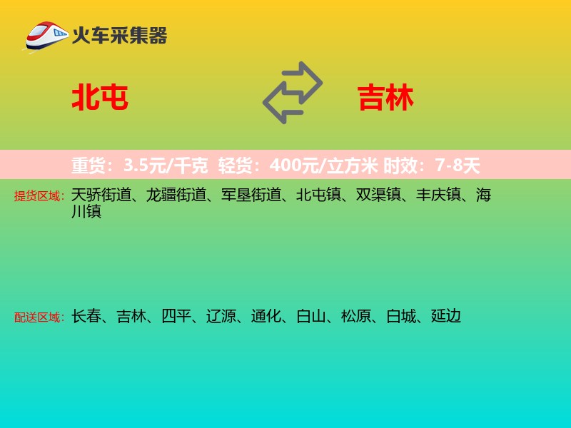 北屯到吉林物流专线