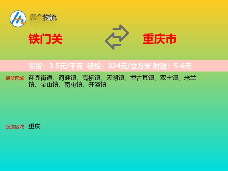 铁门关到重庆市物流专线
